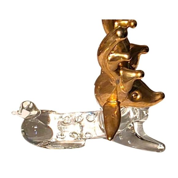 4 Vintage Crystal Animal Figurines 24K Gold Gilded mouse elephant deer Pegasus - Picture 14 of 16